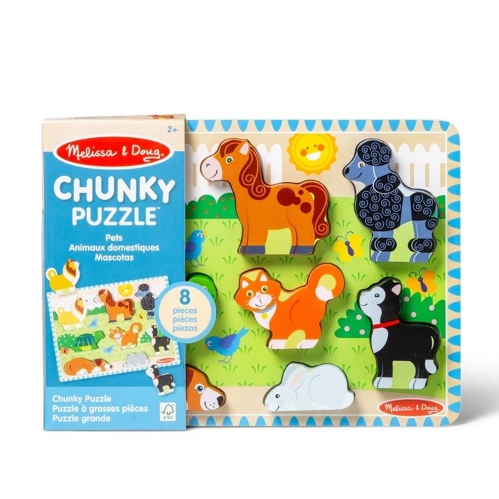 🆕 Melissa & Doug Wooden Chunky Puzzle Pets 8 Pieces - FSC Certified - Sealed